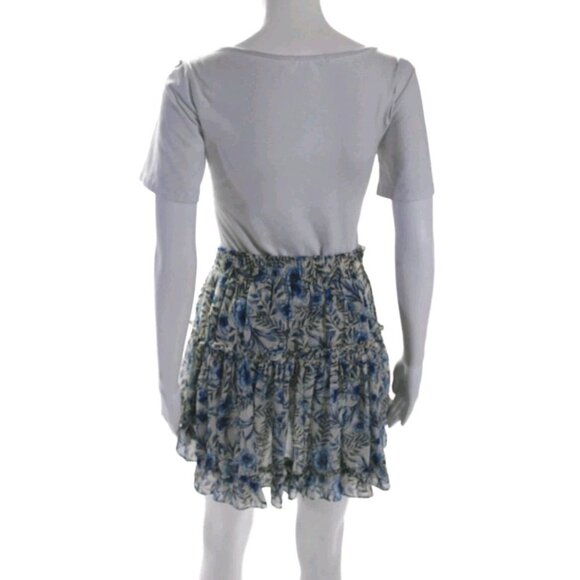 Misa Los Angeles Marion Ruffle Tiered Elastic Waistband Mini Skirt Blue Size S - Picture 5 of 8